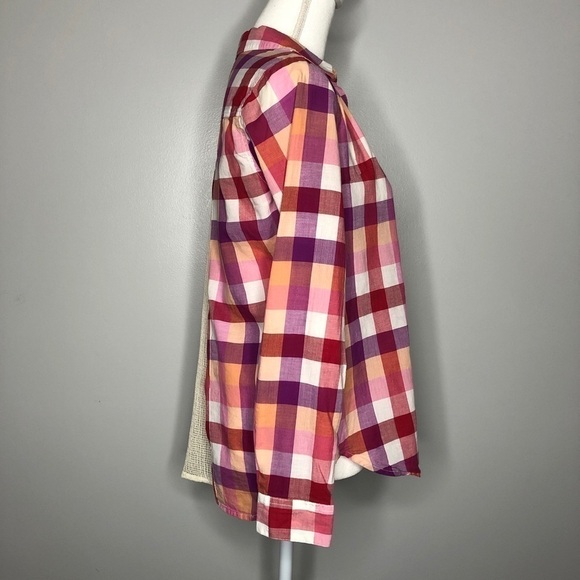 Anthropologie Isabelle Sinclair Plaid Button Down Shirt Contrast Back - Picture 3 of 8